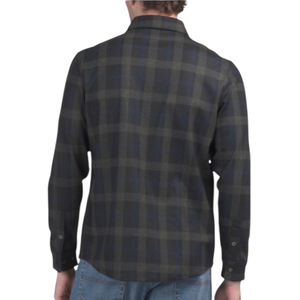 Age of Wisdom Plaid Flannel Stretch Knit Shirt With Two Chest Pockets XL - Picture 2 of 11